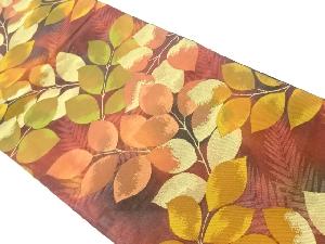 葉尽くし模様織出し袋帯